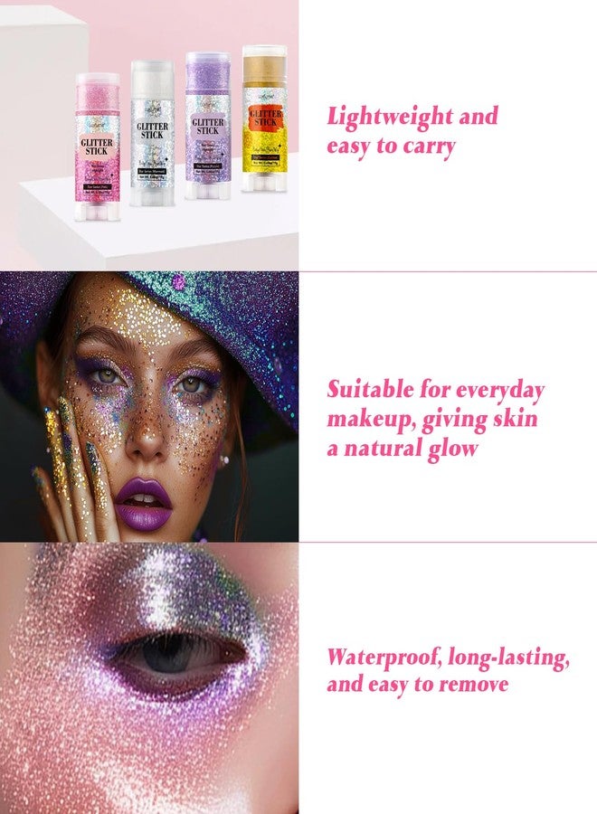 Luxfume Hair Glitter, Pink Glitter Stick for Hair and Body, Hair & Body Sparkle On-The-Go | Singer Concert Music Rave Festival-Ready Shimmer - Image 3